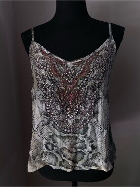 Small Medium NWT snake print cami blouse with embellishments and sequins